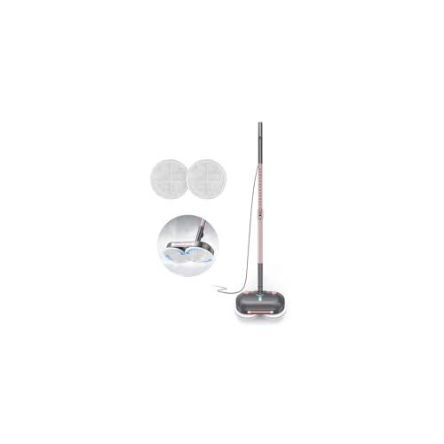 Scrubbing Steam Mop with Rotating Pads, Spin Steam Cleaner for Floor Cleaning,Large Tank,23FT Cord, LED Headlights,Reusable Pads & Self-Standing,Safe for Hard Floor/Laminate/Marble