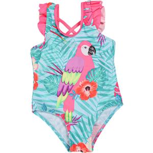 DXTON Girls Bikini One Piece Swimsuit Ruffled Tankini Bathing Suit Swimwear SM012 10T