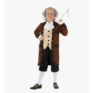 Morph Benjamin Franklin Costume Kids Colonial Founding Father Outfit for Presidents Day Celebrations Size L