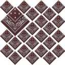 Tranqun 24 Pcs Bandanas Bulk 21.25 x 21.25 in Large Bandana Headband Paisley Cowboy Polyester Bandanas Scarf for Men Women (Brown)
