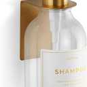 Shower Shampoo Dispenser Wall Mounted Refillable 16.9 oz Clear Bottle with Stainless Steel Pump & No-Drill Adhesive Holder Soap Dispenser for Bathroom (1 X Clear/Gold)