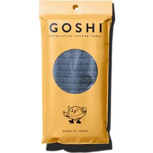 GOSHI Exfoliating Shower Towel - Long Body Scrubber for Back Acne, KP & Smooth Skin - Durable Rip-Resistant Weave, Quick-Dry Nylon Washcloth - Ethically Crafted in Gunma, Japan - Grey
