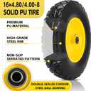 4.80/4.00-8 Solid Wheelbarrow Tire and Wheel 16" Flat-Free Tire with 3" Centered Hub 5/8" & 3/4" Bearings Fits Garden Cart, Hand Truck, Wagon,Trolleys and Trailers