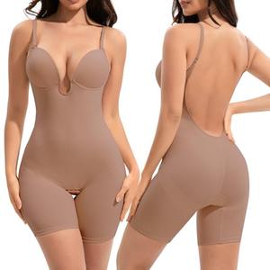 Slimers Backless Shapewear Tummy Control: Low Back Plunge Shapewear Bodysuit - Built-In Bra Body shaper For Woman XL