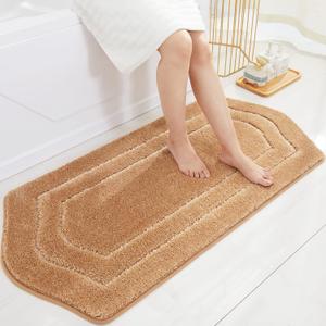 COSY HOMEER Extra Thick Bath Linen Sets Rugs for Bathroom - Anti-Slip Bath Mats Soft Plush 100% Strong Polyester Living Room Bedroom Water Absorbent(Beige,24x48 - Inches)