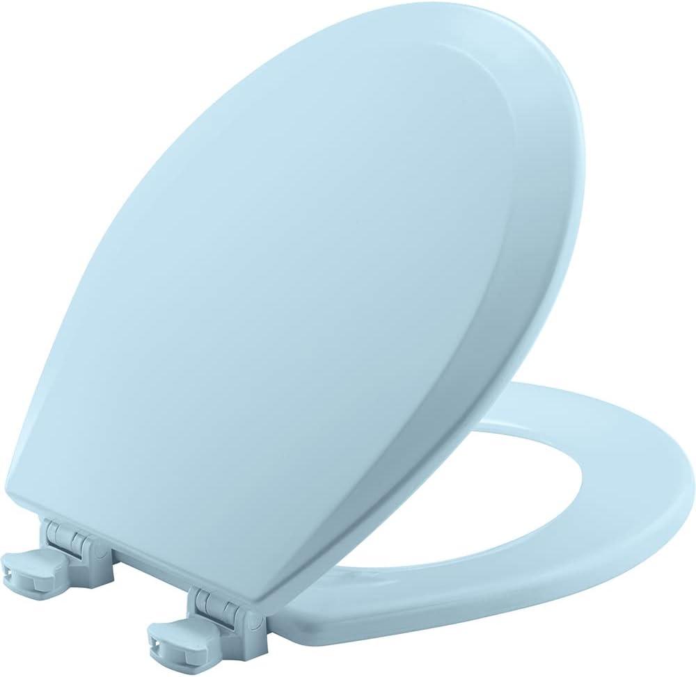 Bemis 500EC 464 Wood Toilet Seat with Easy Clean & Change Hinges, Round, Dresden Blue