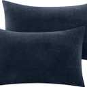 BEDELITE Flannel King Size Pillow Cases Set of 2, Super Soft Fleece Pillowcases with Zipper for Bedroom, Sofa, Couch, Luxury Cozy Fuzzy Velvet Pillow Shams for All Seasons(20x40 Inches, Navy)