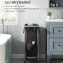 SONGMICS Laundry Basket with Wheels, Rolling Laundry Hamper, 23.8 Gallons (90 L), Removable Liner, Steel Frame with Handle, 24 x 11.4 x 31.9 Inches, Ink Black URLS003B01