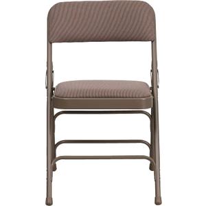 Flash Furniture HERCULES Series Curved Triple Braced & Double Hinged Beige Fabric Metal Folding Chair, Set of 1