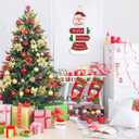 TOARTi Merry Christmas Santa Front Door Sign Hanging(9.8x21.3 inches), Rustic Vintage Christmas Santa HO HO HO Wooden Wall Plaque, Farmhouse Happy Holiday Sign for Christmas Winter Housewarming Gift