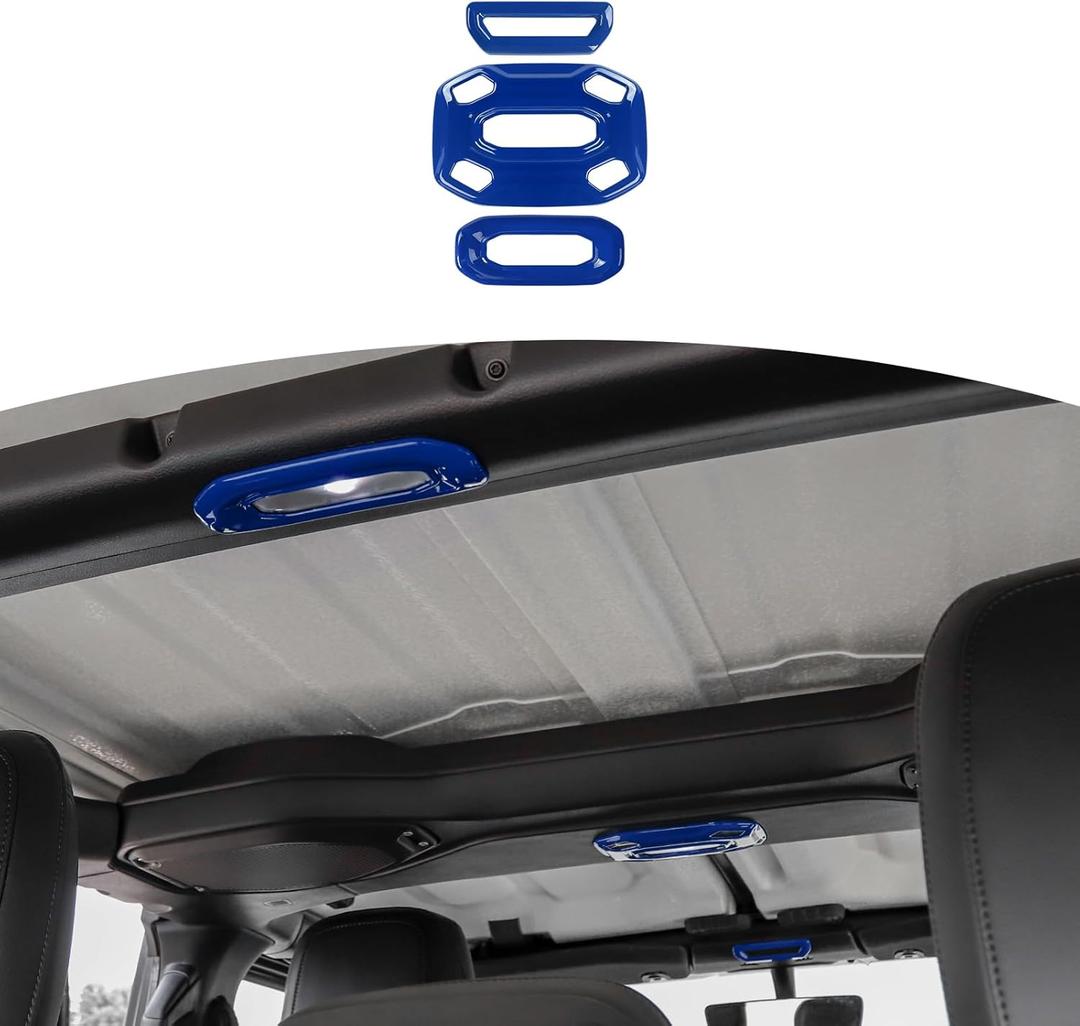 RT-TCZ for Jeep JL Blue Dome Light Cover Trim for Jeep Wrangler JL Gladiator JT 2018-2023 Blue Interior Accessories 3pcs