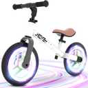 WETIFY Colorful Lighting Balance Bike 2 Year Old, 2-5 Year Old Toddler Balance Bike, No Pedal Bikes with Adjustable Handlebar & Seat, 2 3 4 5 Year Old Boy Girls Birthday Gifts Toys. (White)