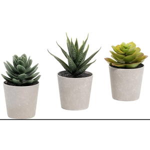 Set of 3 Succulents Plants Artificial in Pots,Mini Faux Plants for Bathroom Home Office Living Room Table Decor Indoor