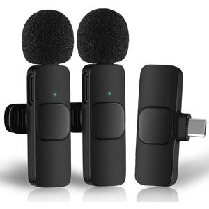 Microphone for Android - Mini Microphone - Clip-on Microphones - Wireless Lavalier Microphone for Android iPad Plug-Play Microphone Video Recording, Live Stream, YouTube, TikTok (2 Pack) (FOR ANDROID)