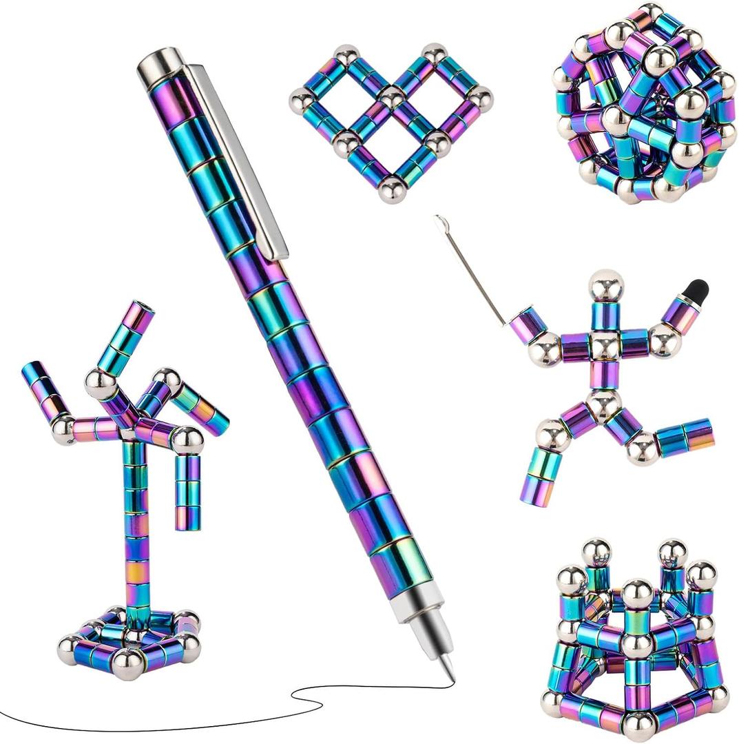 Color Fidget Pen, Magnetic Pen Fidget Toys, Cool Gadget Best for Stress and Anxiety Relief and Kill Time, Sensory Tool EDC Fidgeting Game, Unique Gifts for Adults and Teens