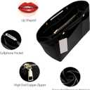 ZTUJO Purse Organizer Insert For Handbags, Silky Bag Organizer With 2 Zippers For Speedy Neverful Tote and More (Black, Small)