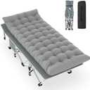 Slendor Camping Cot, Folding Camping Cots for Adults with Mattress, Portable Camping Bed, Sleeping Cot with Pillow & Carry Bag for Office Home Nap, Outdoor, Camping, Travel, Max Load 500lbs (Light Gray)