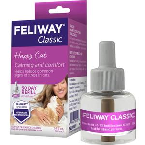 FELIWAY Classic 30 Day Cat Calming Refill for Pheromone Diffuser, 48ml - Helps Reduce Common Signs of Stress in Cats & Kittens, Enhanced Calming (1 Pack)