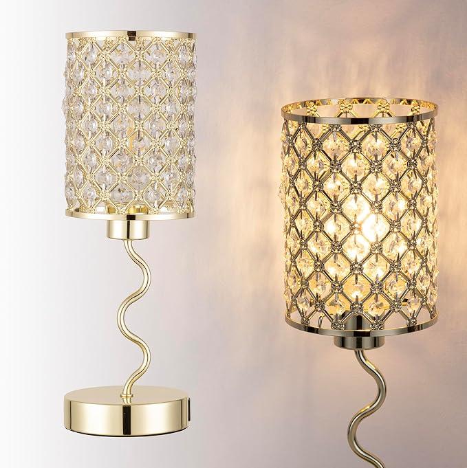 EOEYYOYB Bedside Table Lamp Set of 2 Touch Dimmable Unique Green Lamp with USB Port and Outlet Modern Lamp for Living Room