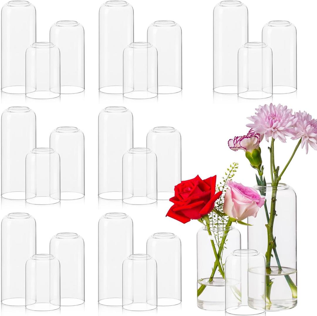 Glass Bud Vases Set of 24 - Clear Flower Vases for Centerpieces, Small Glass Vase Modern Bud Vase for Wedding Party Dining Table Centerpieces, Living Room Decorative, Home Decor