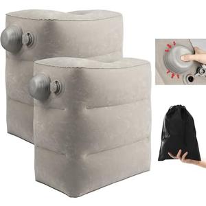 2 Pack Inflatable Foot Rest for Air Travel,Airplane Travel Foot Rest Adjustable Height,Car/Airplane,Footrest Pillow with Pump for Office,Airplane,Train,Cars,Home