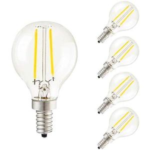 4 x 2W G45 Candelabra LED Bulbs Dimmable(4 Pack)- E14 Base Vintage Edison Incandescent Bulb 20W Equivalent 6000K Daylight White Bulbs for Home,Pendant Light,Sconces,Light Fixtures AC110V~130V