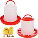 winemana Chick Feeder and Waterer Set  1 LB + 1 L Hanging Plastic Containers for Outdoor Baby Chicks Small Poultry Drinkers Feeders