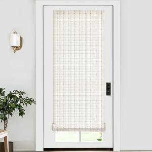 LazBlinds No Tools No Drill Bamboo Roller Shades, Cordless Bamboo Blinds, Light Filtering Roll Up Blinds for Windows, French Door, Porch or Patio, 26'' W x 70'' H, Whitewash B