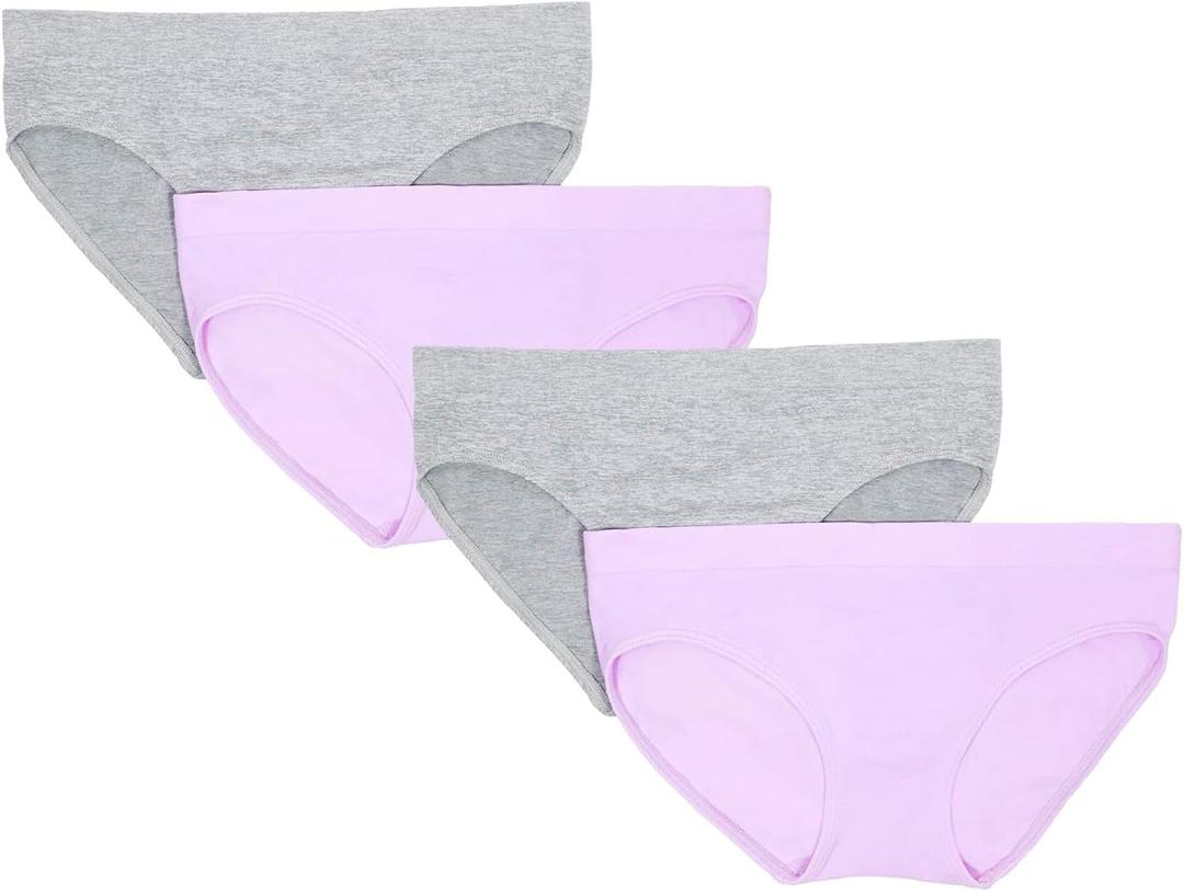 Fruit of the Loom Girls' Multi-Pack Seamless Bikini Briefs  Ultimate Comfort & Flexibility (Large, Stellar Orchid/Grey Heather)