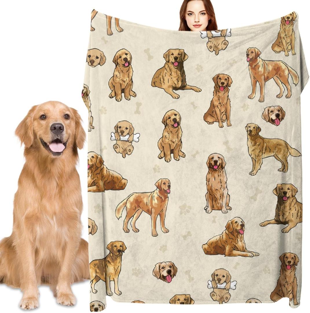 Golden Retriever Blanket - Soft Flannel Fleece Dog Throw for Pet Lovers, Women, Boys, Girls - 40" x 28"