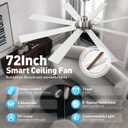 Minislak 72Inch Large Brushed Nickel Ceiling Fans with Light and Remote Control,8 Wooden Blades,6-Speeed,3CCT,Quiet Reversible DC Motor,Indoor Outdoor Ceiling Fan for Patio/Living Room/Garden