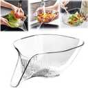 Multi-functional Drain Basket - 2024 New Fruit Cleaning Bowl with Strainer Container, Kitchen Sink Food Catcher Drainer Rinser Vegetable Washing Filter over the Colander (1PC, Clear)