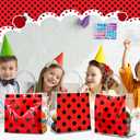 Teenyyou 24 Pcs Ladybug Party Favor Bags Clear PVC Goodie Treat Tote Gift Bags with Handles Ladybug Theme Birthday Party Supplies