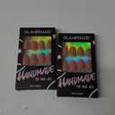 GLAMERMAID Press on Nails Medium Oval, Handmade Fall Brown Glitter Glue on Gel Nails, Short Oval Acrylic Fake Nails Kits Reusable Full Cover Stick on Nails for Women Gifts, Pack Of 2