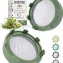 Elementi Sprouts Growing Kit for Wide Mouth Mason Jars, Set of 2 Sprouting Lids for Organic Alfalfa & Mung Bean Sprouts Grow Kit, 316 Stainless Steel Mesh Screen Strainer Lid (Sage Green)