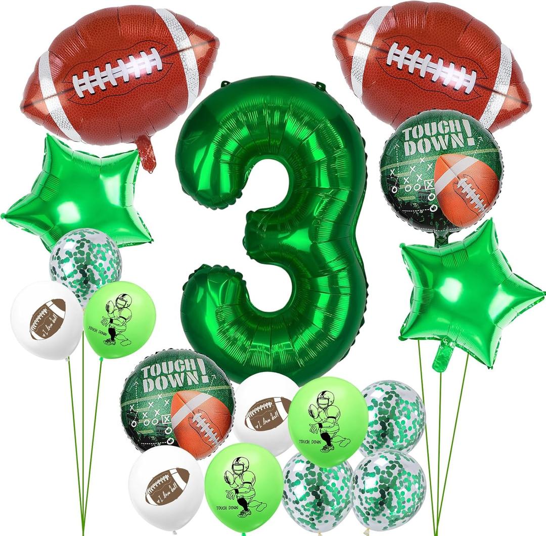 2 x Football Balloons Arch Kit for Party Decorations,32-Inch 3st Birthday Number Balloons set with Latex Balloons, Star & Football Foil Balloons for Football Birthday Party,Baby Shower, Game Day Decor