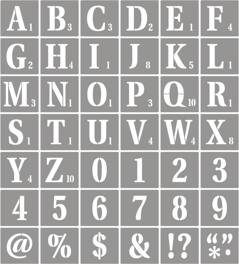 4 x 1 Inch Letter Stencils for Painting - 42 Pack Scrabble Alphabet Letters Numbers Templates with Signs for Painting, Reusable Scrabble Tiles Stencils for Chalkboard Wood Crafts & Wall Decor