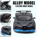 1:32 Bugatti Toy Car Divo Metal Model Diecast Cars with Light and Sound Pull Back Toy Cars for Boys Kids Gift (Divo-Grey)