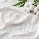 Bedsure Cooling Muslin Blanket Queen Size for Bed, Summer Gauze Blanket for Adults, 55% Rayon Derived from Bamboo & 45% Cotton, Breathable Lightweight Soft for Hot Sleepers, White, 90x90 Inches