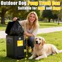 Dog Poop Trash Can Outside,3Gal Metal Outdoor Trash Can,Outdoor Dog Poop Trash Can with Lid for Odor Control,Waterproof Dog Waste Trash Can - Includes Poop Scooper for Dogs & Bin Bag Holder (Black)