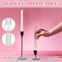 2 x 3 Pcs 7.9" Bud Vase Taper Candle Holder's Acrylic Striped Bud Vase with Silicon Rubber Case Designed Specially for Taper Candle Sizes from 22mm to 27mm for Wedding Tablescapes Decoration