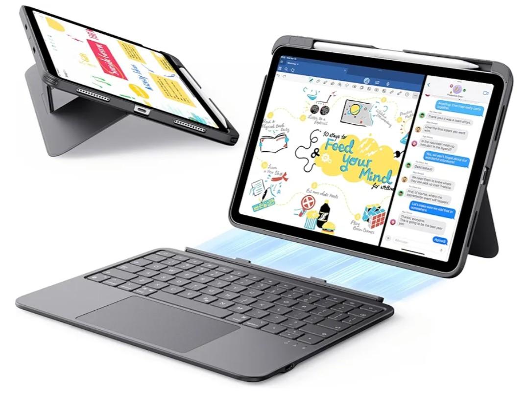 ESR iPad Air 11" (M3/M2) & 5th/4th Gen Flex Keyboard Case, Ultra-Light Magnetic Detachable Keyboard with Writing/Viewing Modes, Larger Precision Trackpad, Dark Gray