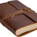 Leather Journal Notebook - Rustic Handmade Vintage Leather Bound Journals for Men and Women - Leather Craft Unlined Paper 300 Pages, Leather Book Diary Pocket Notebook, Diary To Write In (5" x 7") (5" x 7" Inch)