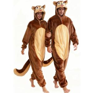 vavalad Adult Onesie Pajamas Halloween Costume Cosplay Women Men (Large, New Brown Animal Onesie Pajamas)
