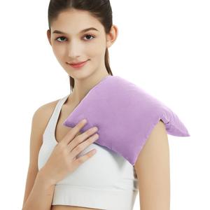 Heating Pad Microwavable with Washable Cover, 8 x 12 Multipurpose Microwave Heating Pad for Neck and Shoulders, Moist Heat Bean Bag Warm Compress for Knee, Muscles, Joints, Wrist, Abdomen (Purple)