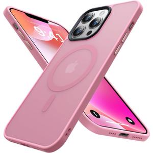 Magnetic for iPhone 14 Pro Max Case [Compatible with MagSafe] [10FT Military Grade Drop Tested] Slim Translucent Matte Case for iPhone 14 Pro Max Phone Case, Pink (6.7")