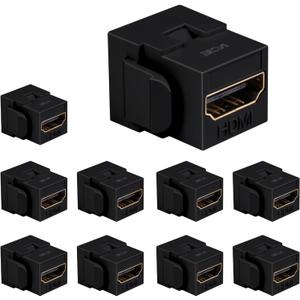 VCE HDMI Keystone Jack 6-Pack, 4K HDMI Female to Female Adapter Coupler Snap-in for Keystone Wall Plate, Black