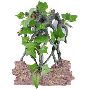 Resin Reptile Corner Branch with Rock, Amphibian Lizard Snake Climbing Ornament, Lifelike Terrarium Plant Decoration with Suction Cup
