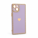 iPhone 14 Case Glitter, Luxury Sparkly Bling Diamond Rhinestone Cover, Gold Rectangle Bumper Shockproof Phone Case for Women Girls, Purple