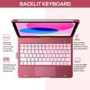 typecase Touch iPad 11th 10th Generation Case with Keyboard (11" 2025, A16 & 10.9" 2022) 360 Rotatable, 11-Color Backlit, Multi-Touch Trackpad, Pencil Holder, Thin & Light Pink
